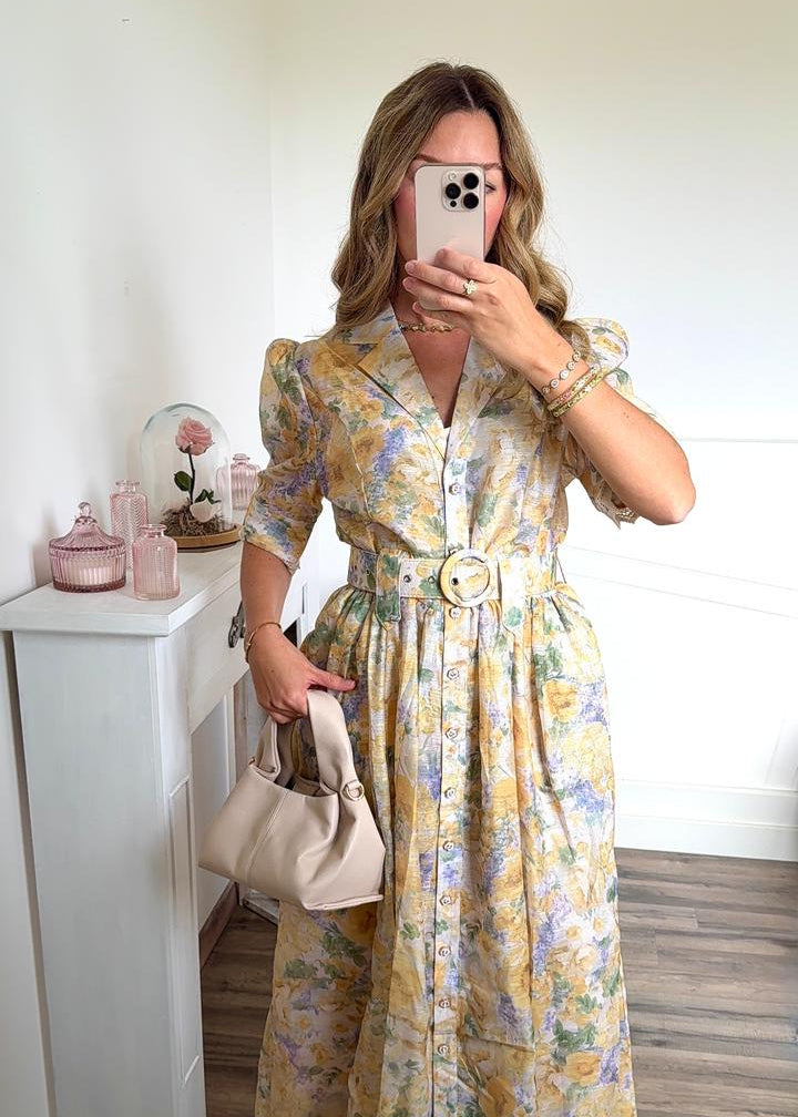 Robe chemise longue à imprimé floral