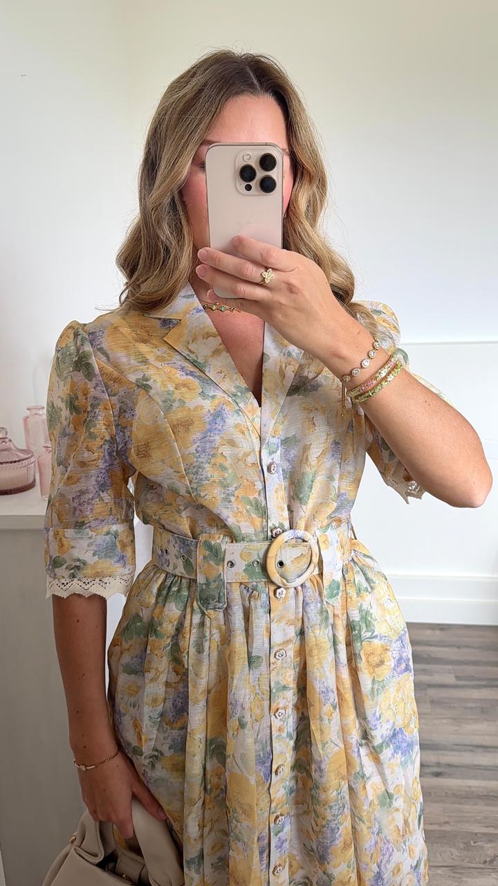 Robe chemise longue à imprimé floral
