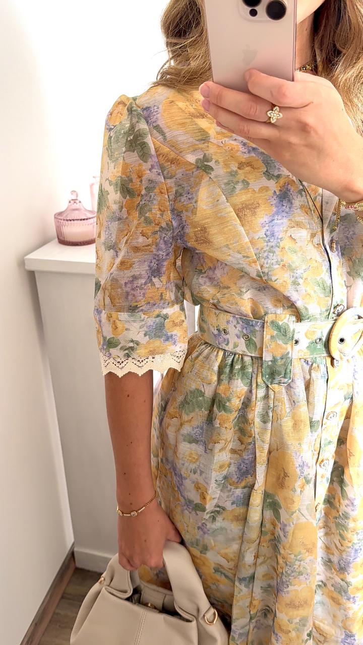 Robe chemise longue à imprimé floral