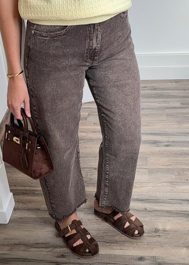 Jean Raw Edge "Slate Brown"