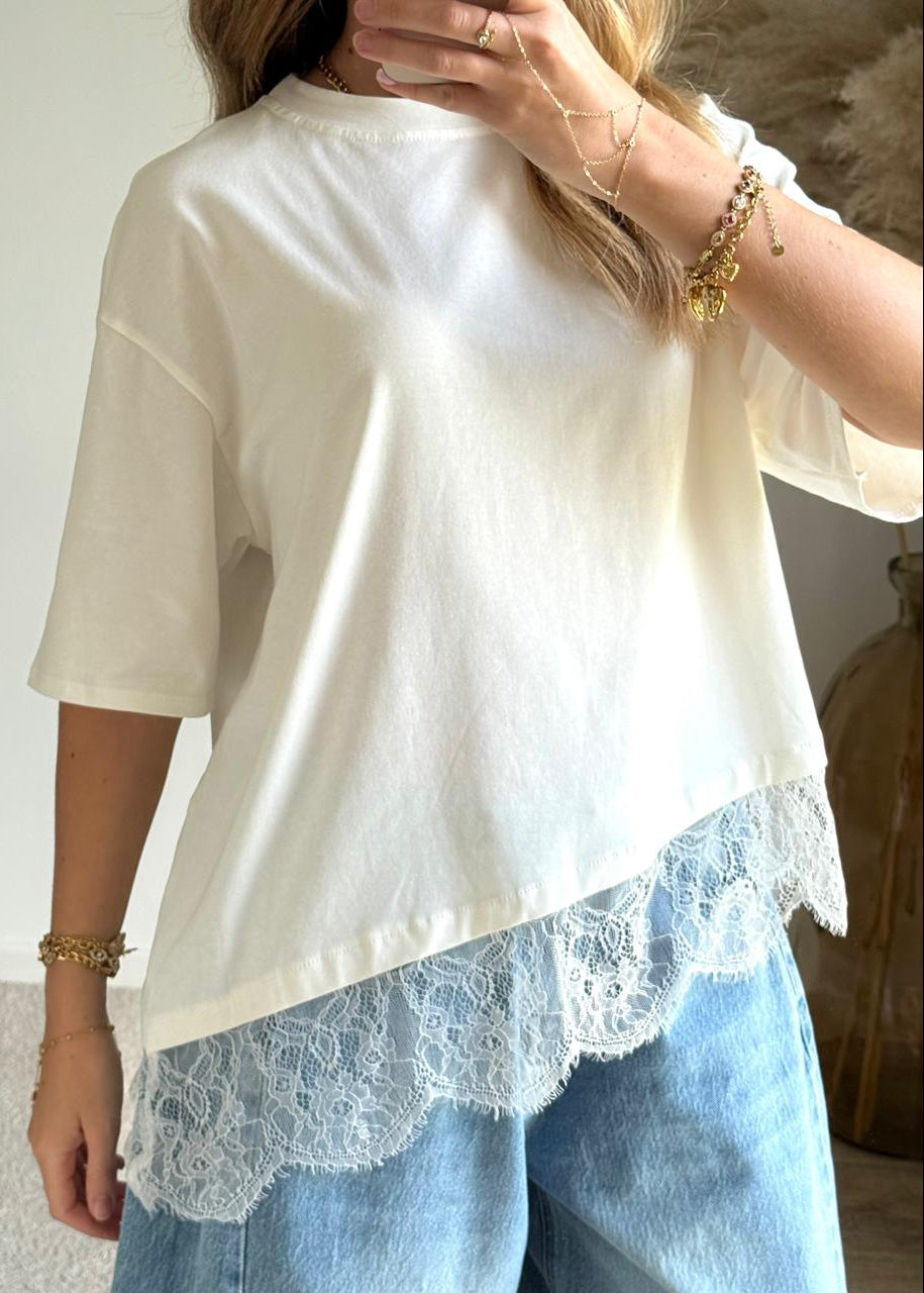 Top "Rubis Asymétrique" - Blanc