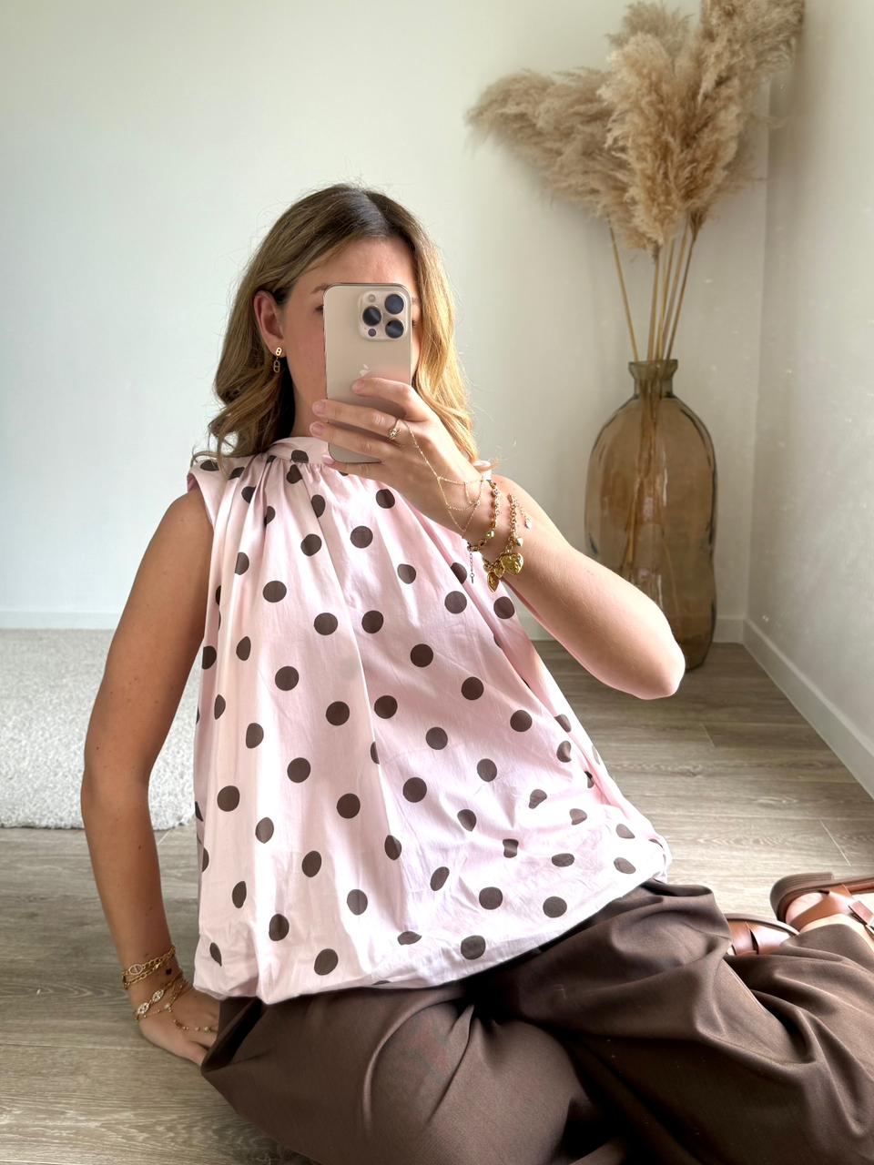 TOP MELISSA- pois rose