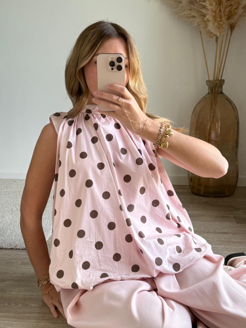 TOP MELISSA- pois rose