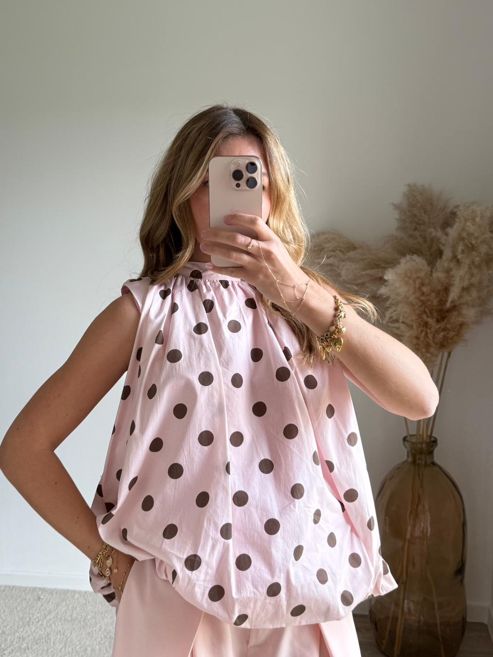 TOP MELISSA- pois rose