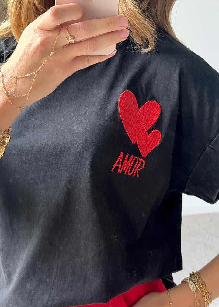 T-shirt oversize avec broderie relief