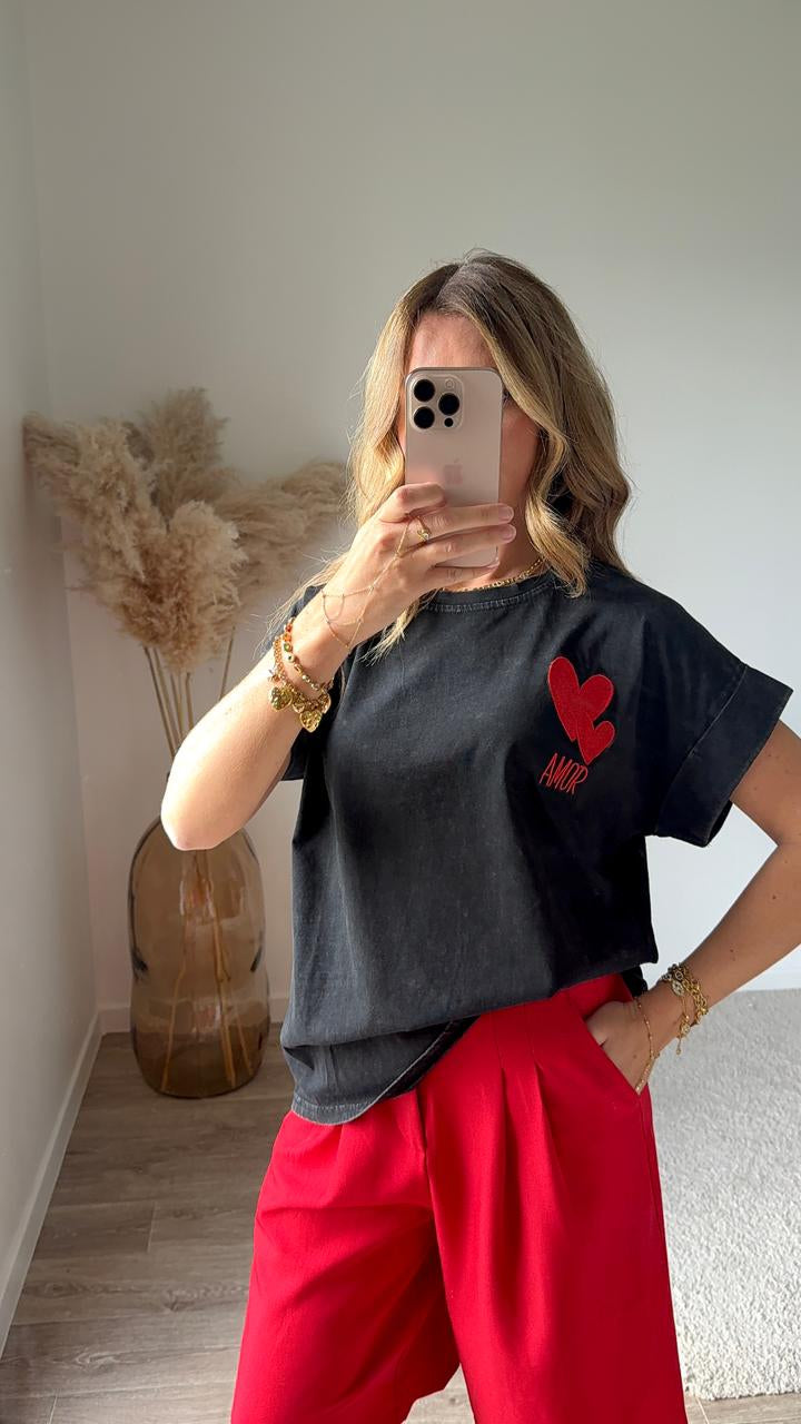 T-shirt oversize avec broderie relief
