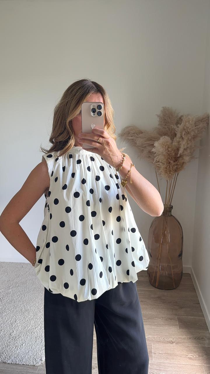 TOP MELISSA- pois blanc