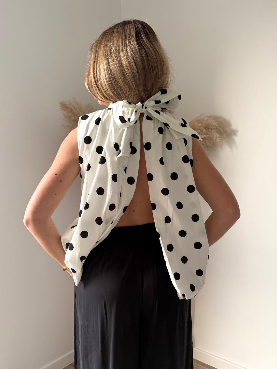 TOP MELISSA- pois blanc