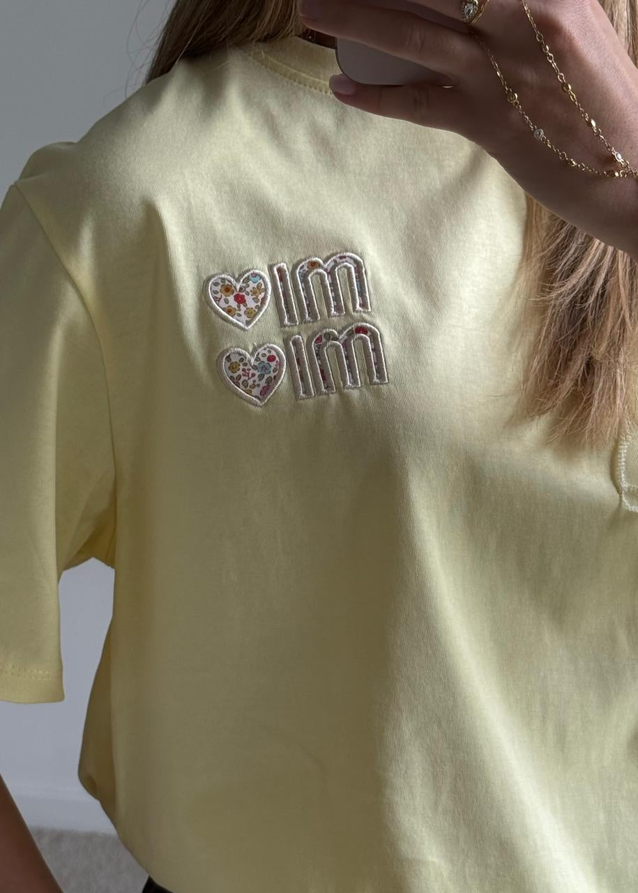 T-shirt Oversize à Broderies - Jaune