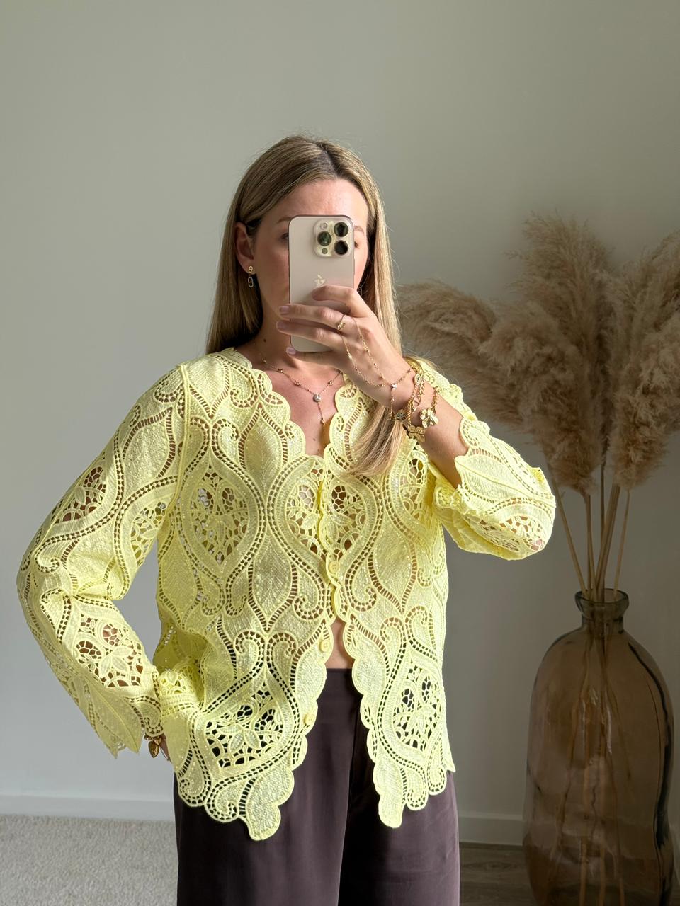 Veste-Chemise en Dentelle Broderie Anglaise