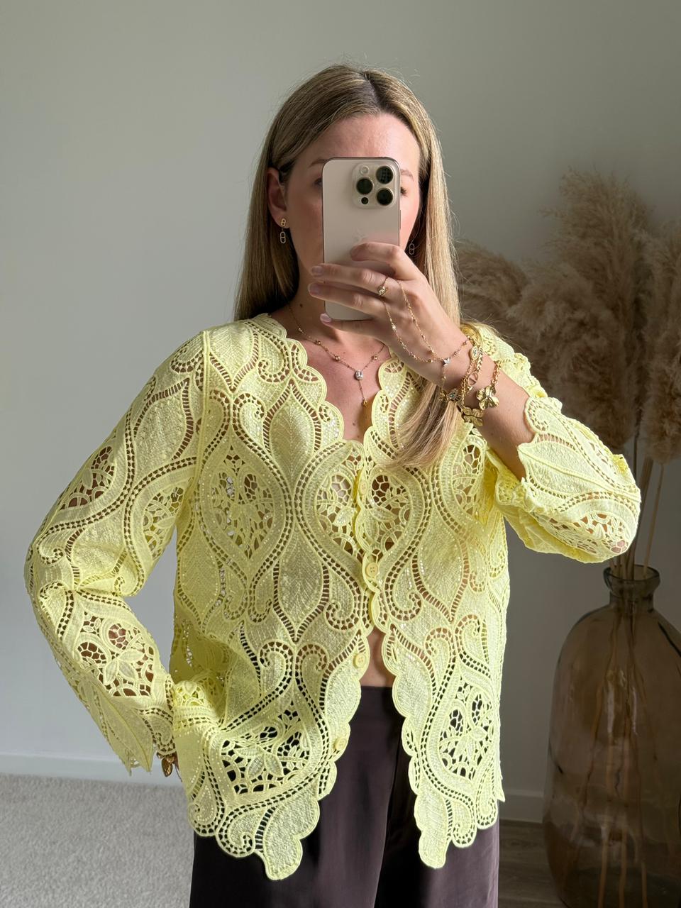 Veste-Chemise en Dentelle Broderie Anglaise