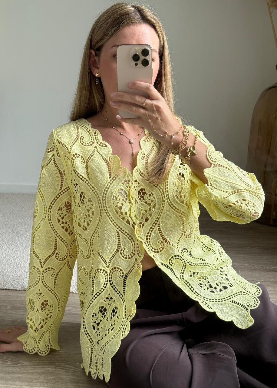 Veste-Chemise en Dentelle Broderie Anglaise