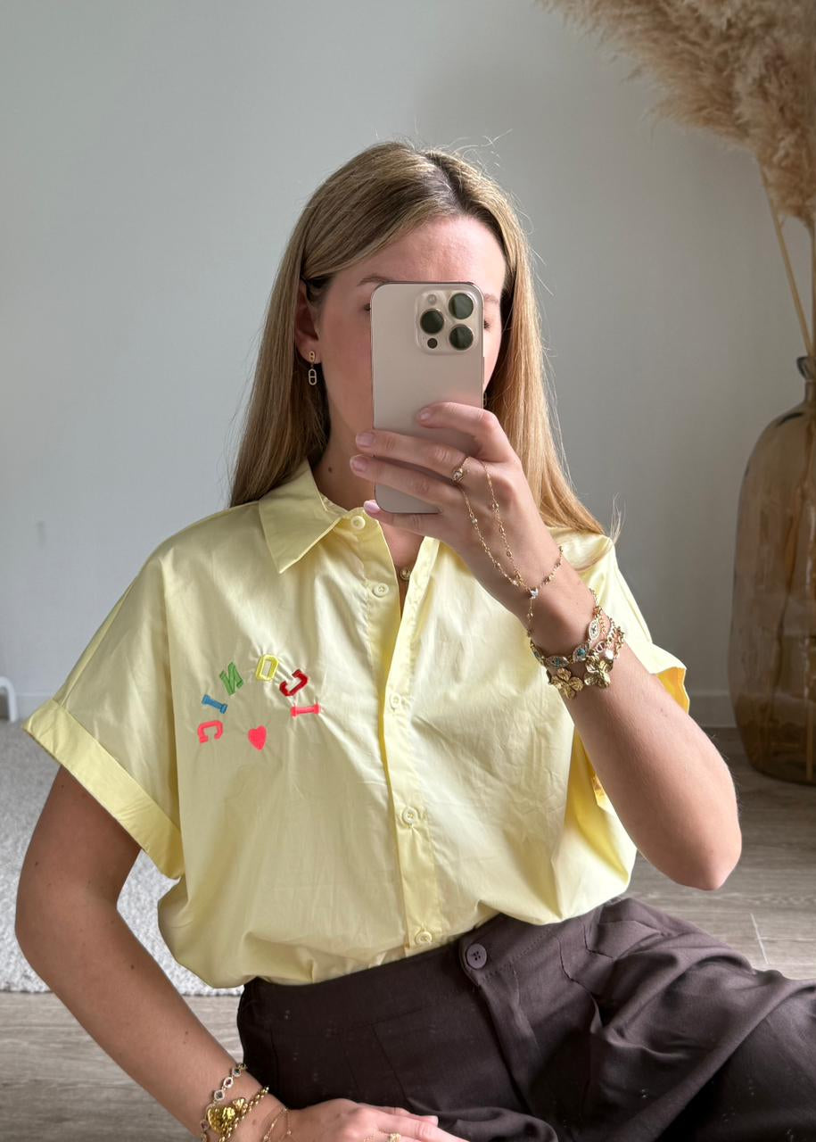 Chemise Pastel "Iconic" à Broderies Chenille Multicolores