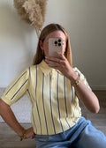 Polo en Maille à Rayures Verticales - Jaune Pastel
