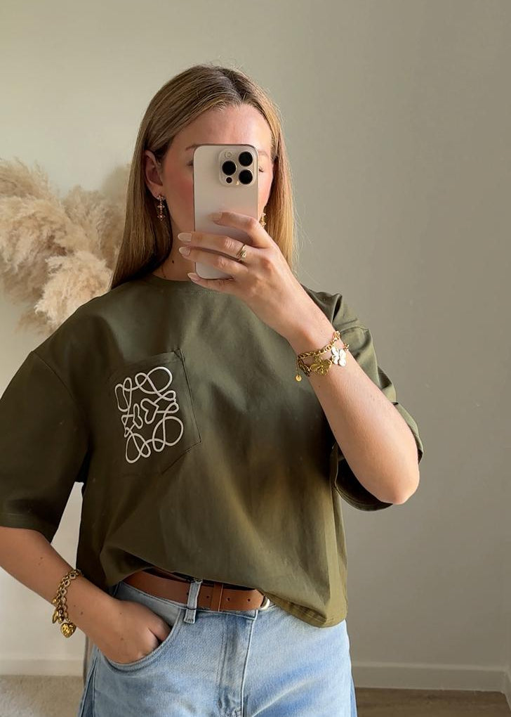 T-shirt Court à Motif Arabesque - Vert