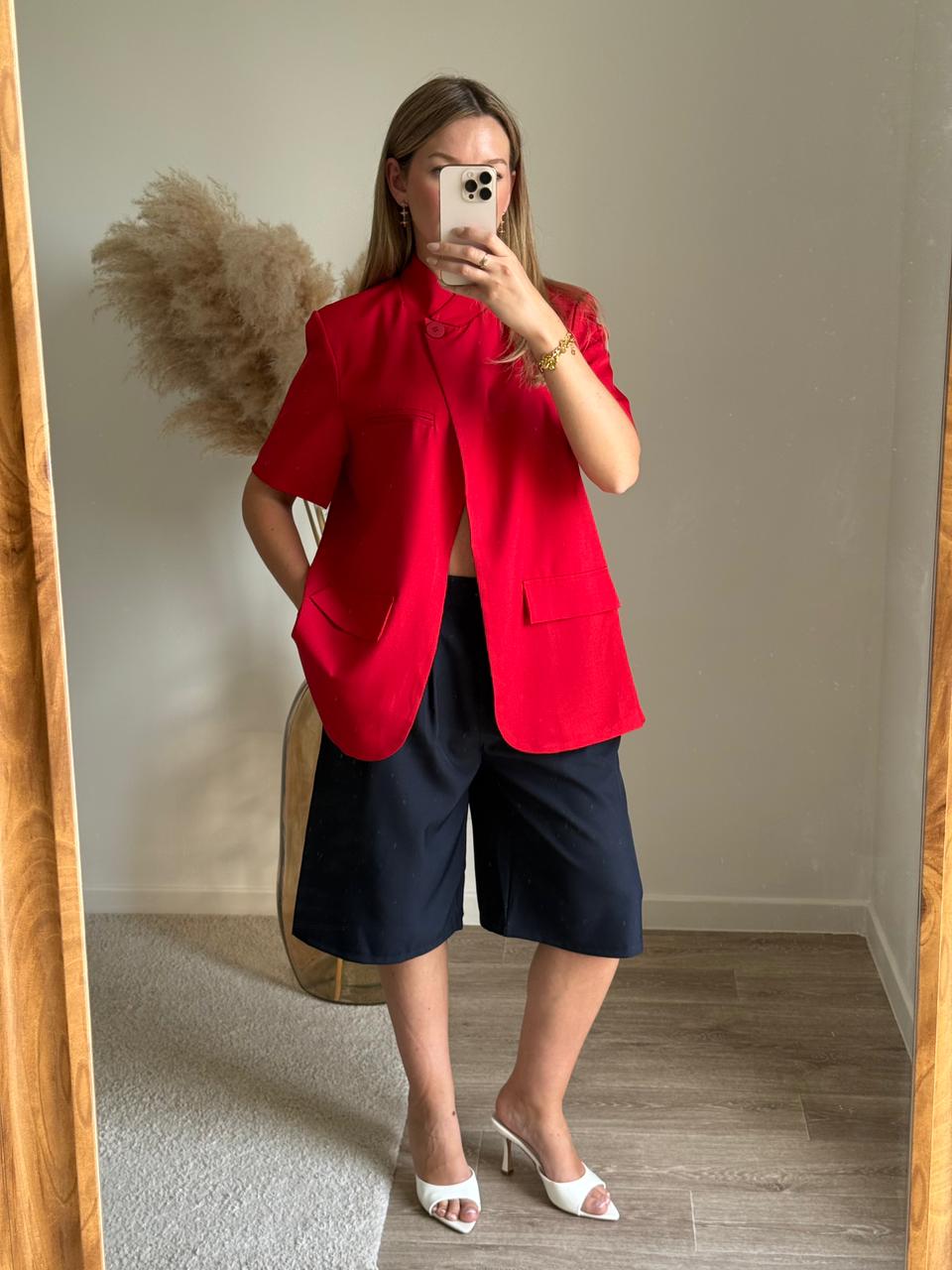 Blazer Court-Asymétrique - Rouge