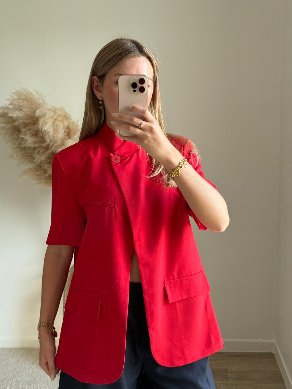 Blazer Court-Asymétrique - Rouge