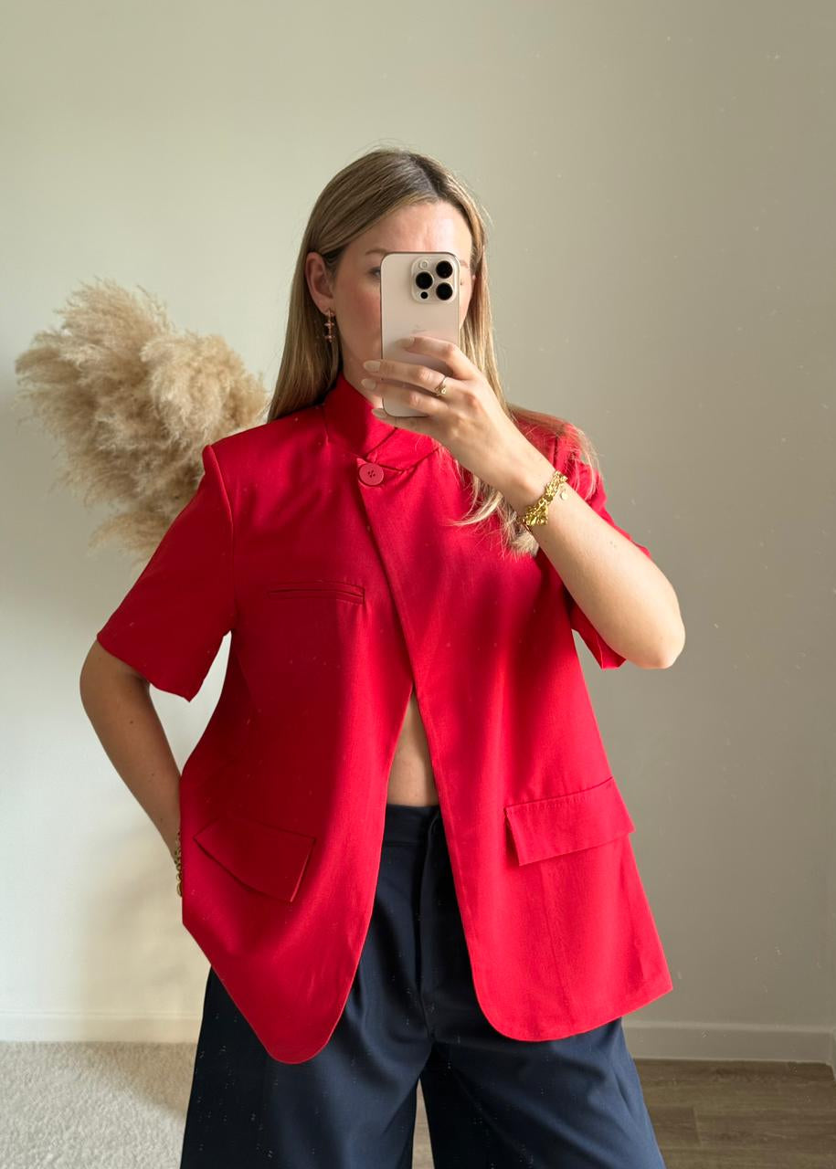 Blazer Court-Asymétrique - Rouge