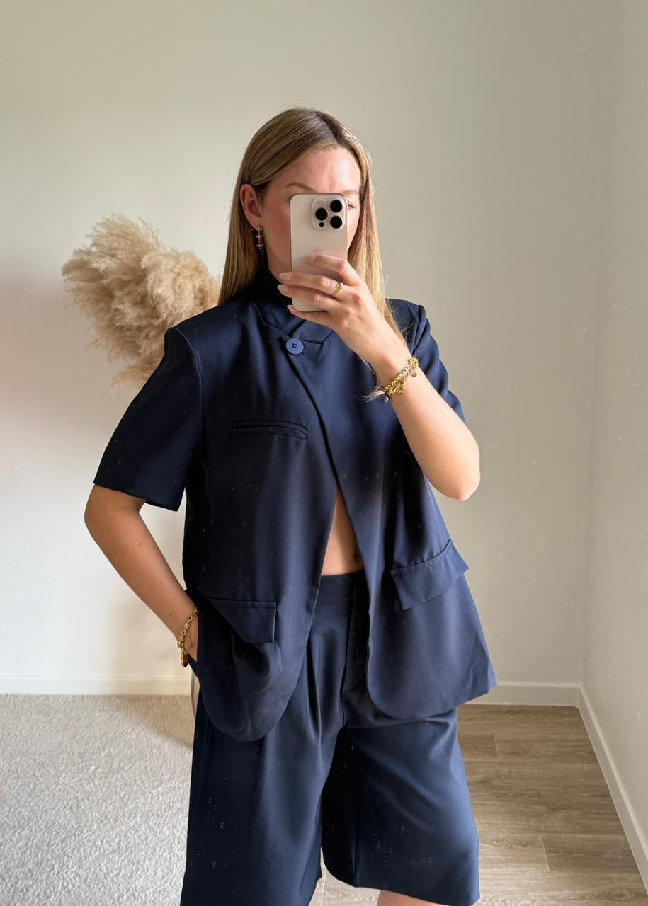 Blazer Court-Asymétrique - Bleu