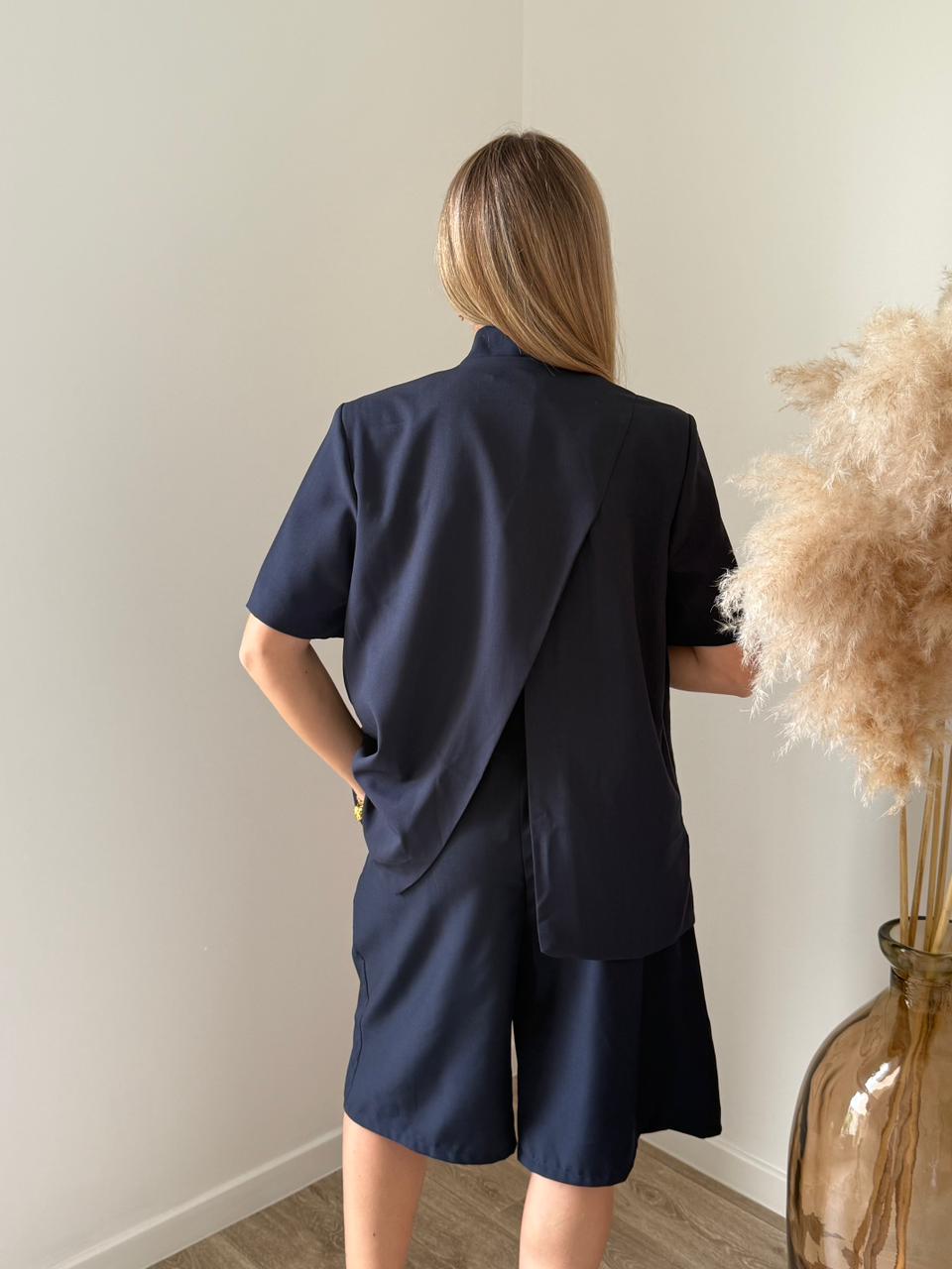 Blazer Court-Asymétrique - Bleu