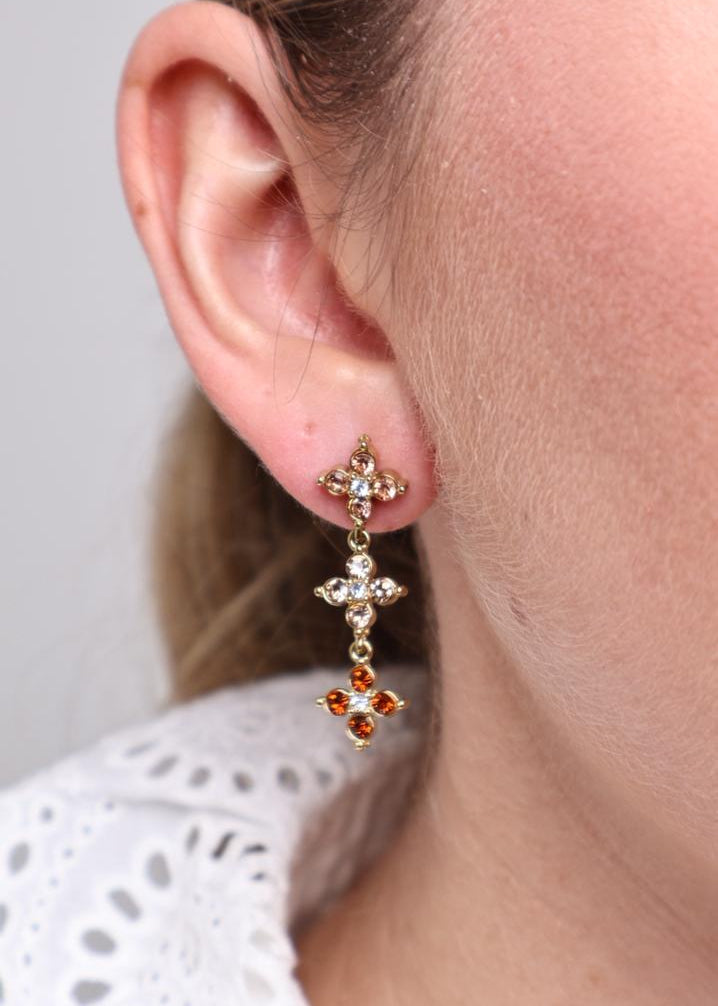 Boucles d'Oreilles Flora Drop en Or Fin -nude/marrin