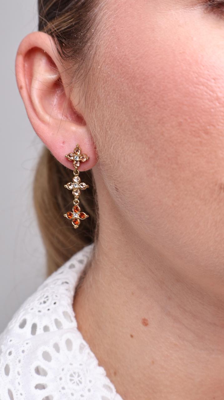 Boucles d'Oreilles Flora Drop en Or Fin -nude/marrin