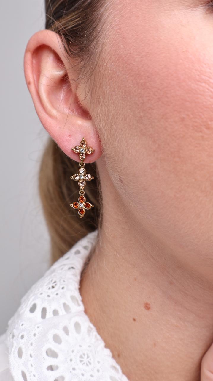 Boucles d'Oreilles Flora Drop en Or Fin -nude/marrin
