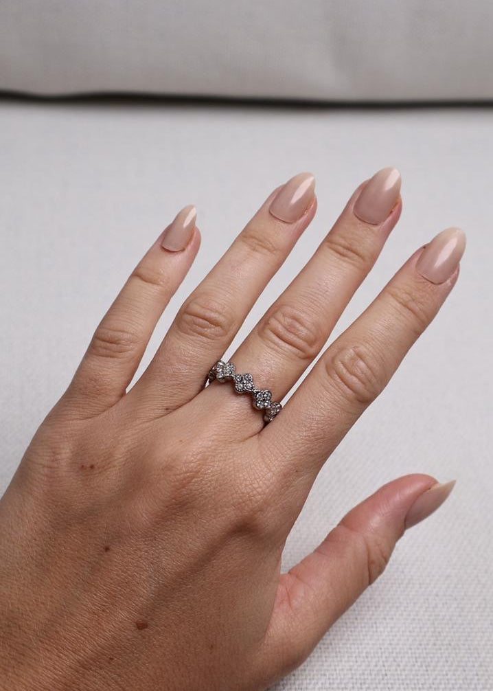 Bague Dorée Couronne de Fleurs – Argent