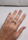Bague Dorée Couronne de Fleurs – Cristaux Blancs