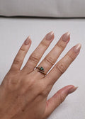 Bague Ajustable Dorée Goutte de Cristal Scintillante - Vert