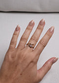 Bague Ajustable Dorée Goutte de Cristal Scintillante - Rose