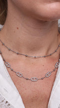 Collier Double Rang Maille Marine Strassée & Perles-argent