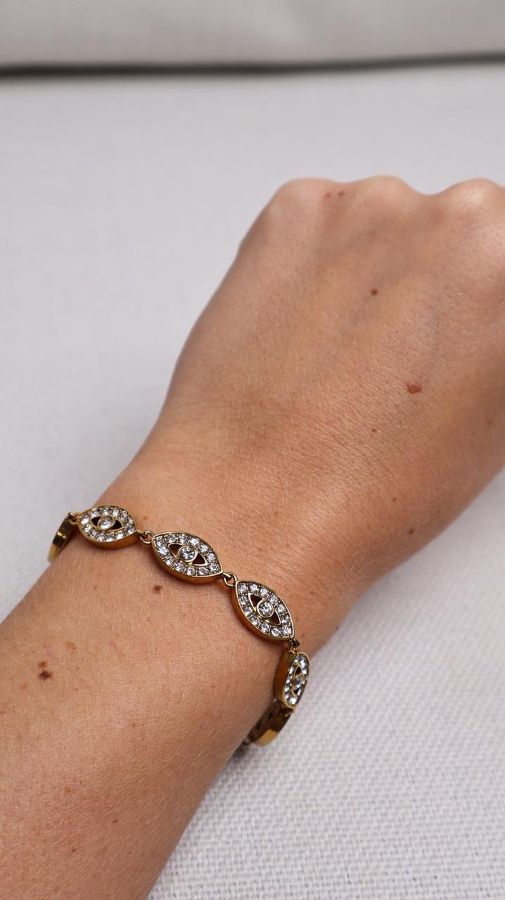 Bracelet Maillons Œil de Lumière en Or Fin