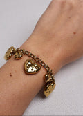 Bracelet Breloques Cœurs Martelés – Doré