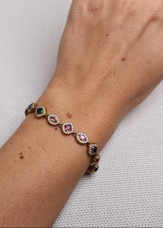 Bracelet Palais Impérial – Cristaux Colorés en Or Fin