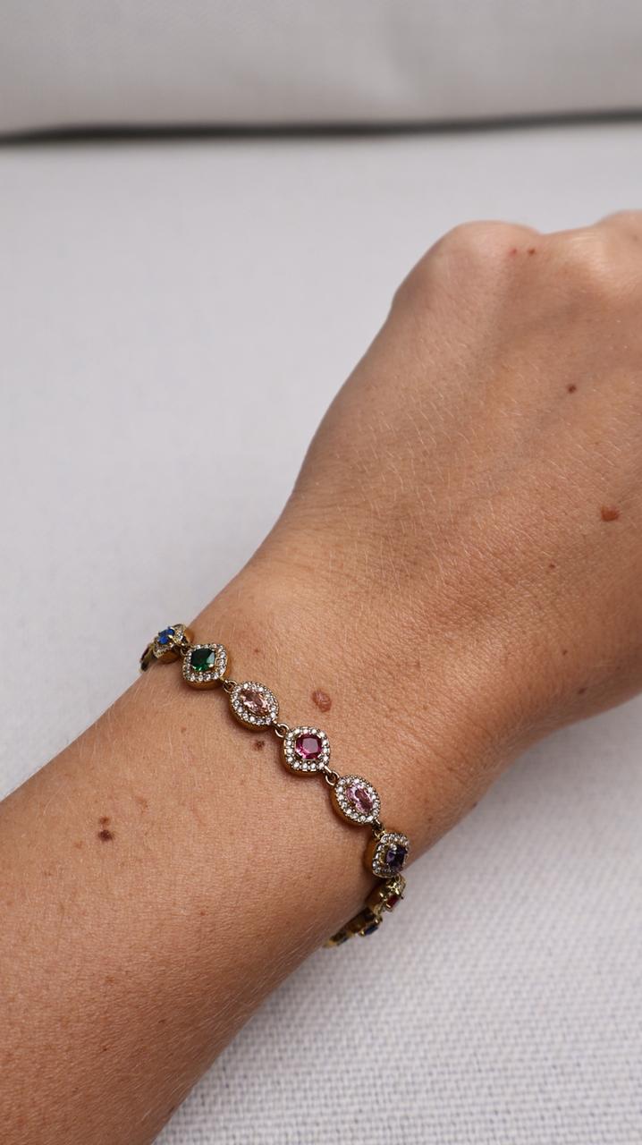 Bracelet Palais Impérial – Cristaux Colorés en Or Fin