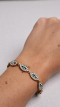 Bracelet Maillons Œil de Lumière en acier inoxydable- Bleu