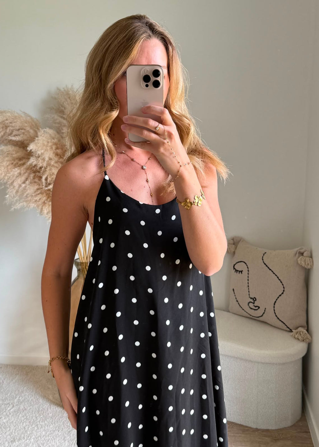Robe Maxi Imprimé à Bretelles Croisées - Pois