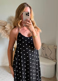 Robe Maxi Imprimé à Bretelles Croisées - Pois