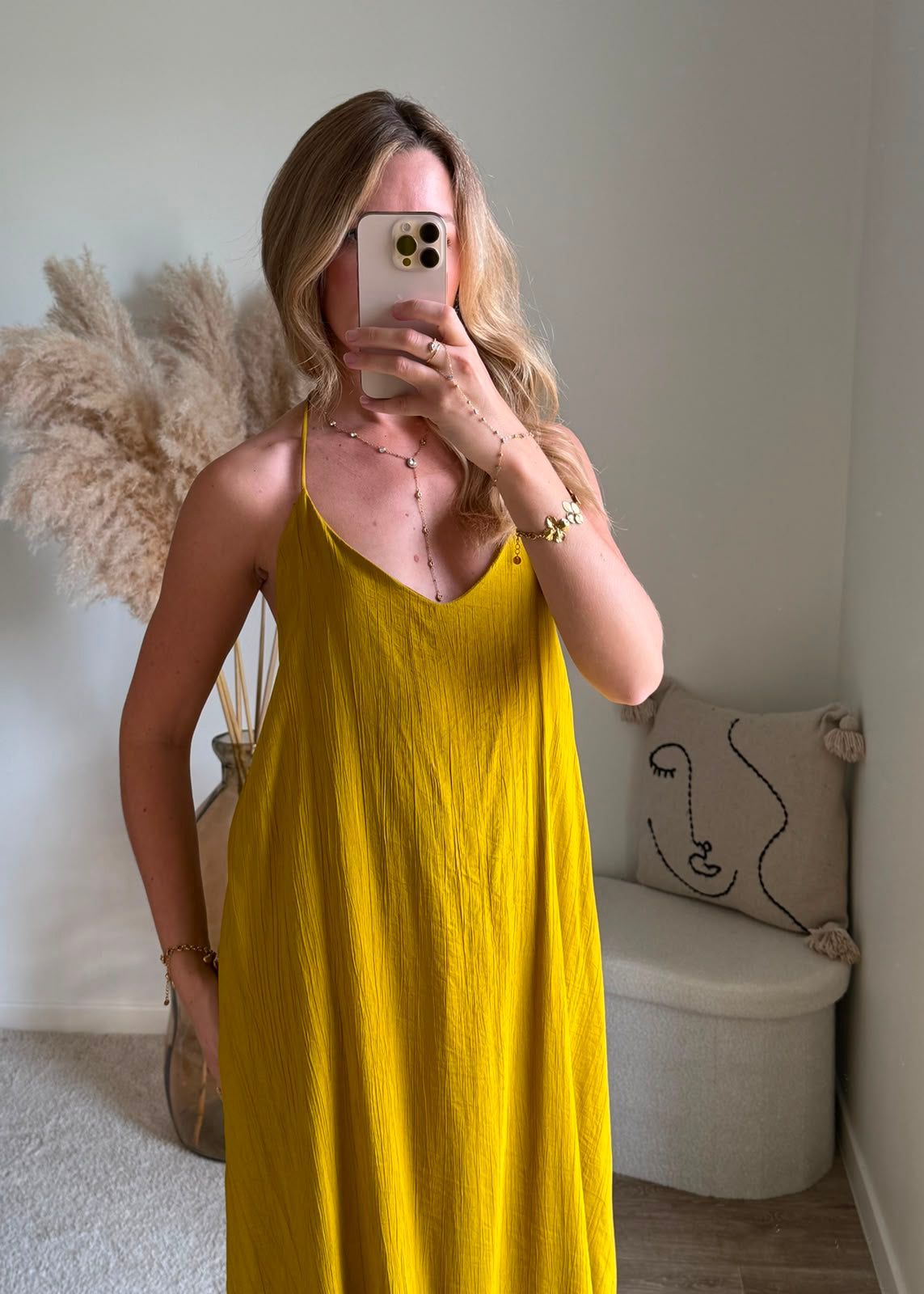 Robe Maxi à Bretelles - Jaune