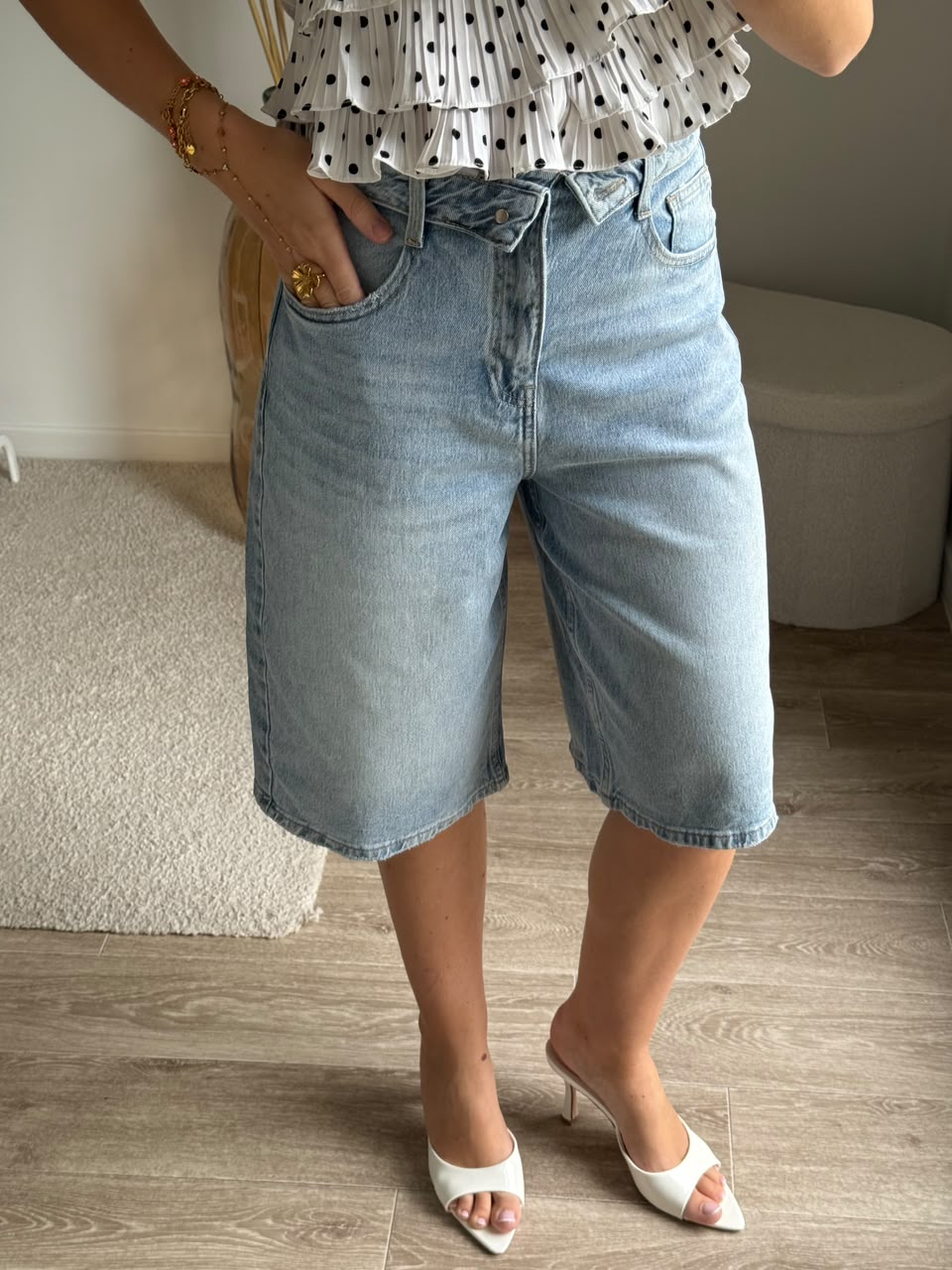 Short bermuda denim délavé