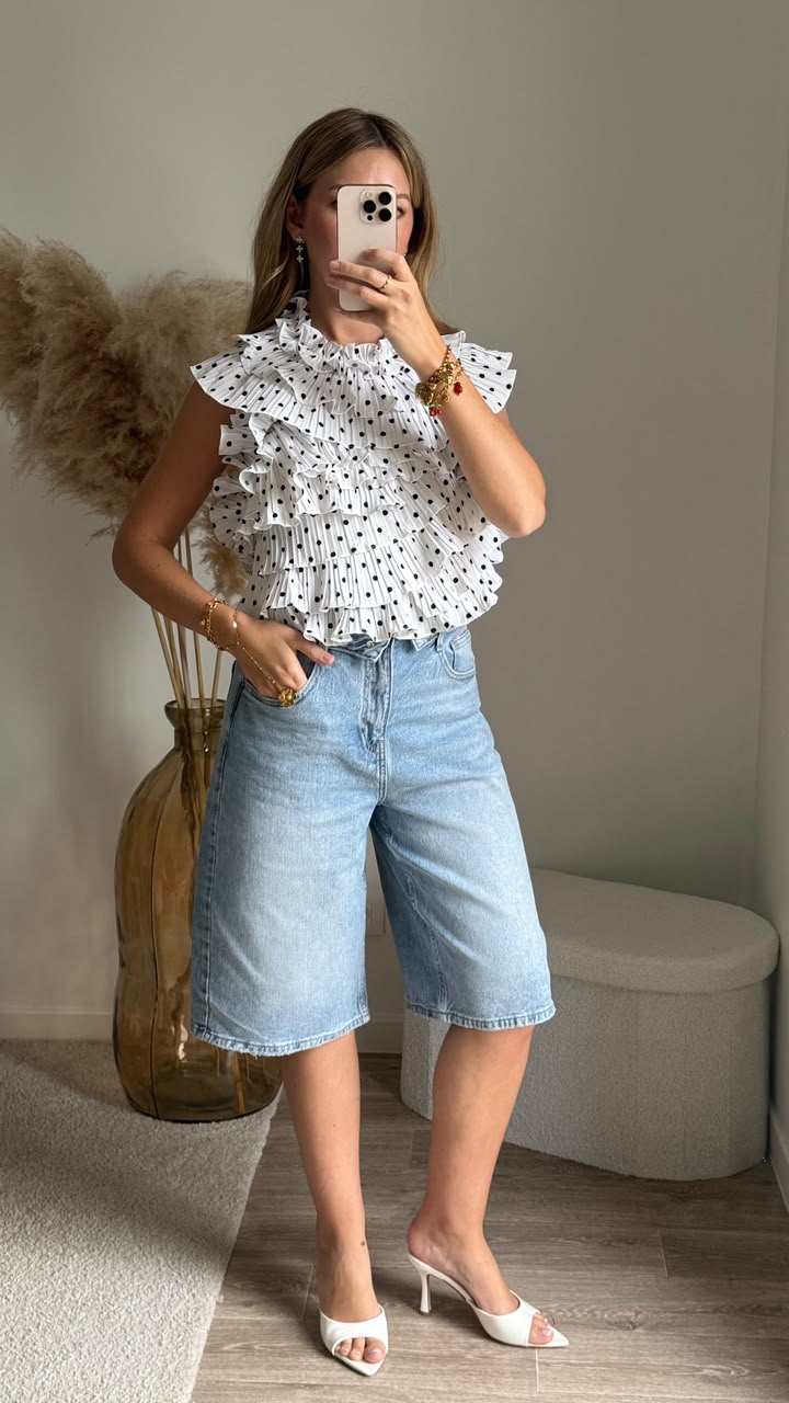 Short bermuda denim délavé