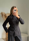 Veste cintrée style asiatique minimaliste - Noir qualité premium