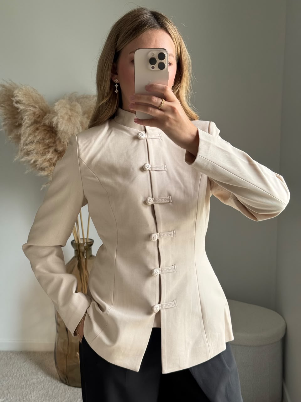Veste cintrée style asiatique minimaliste - Beige
