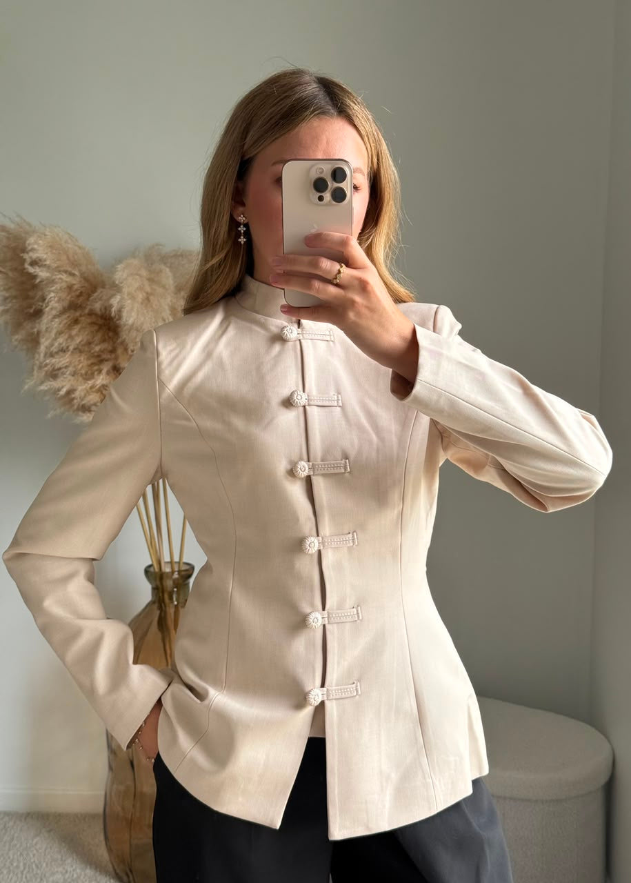 Veste cintrée style asiatique minimaliste - Beige