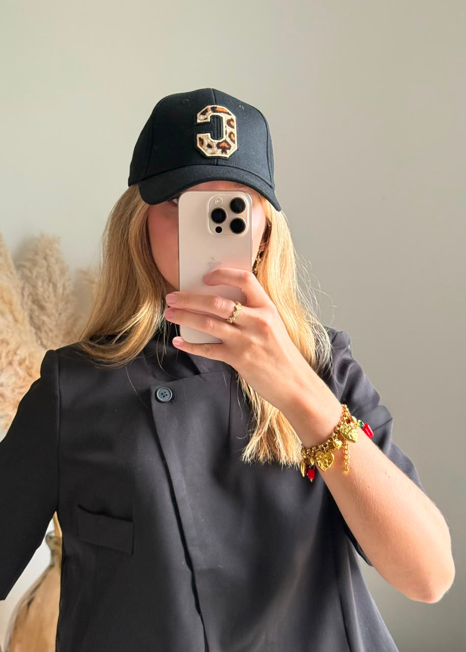 Casquette en coton à motif C léopard-noir