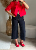 Jean cropped wide leg bleu marine foncé