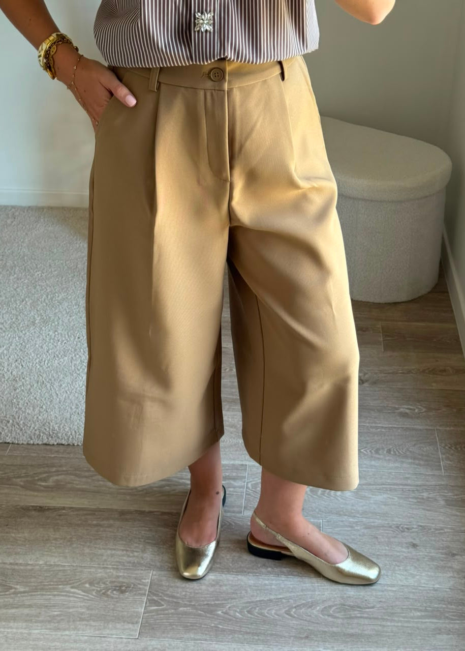 Pantalon culotte à pinces - Jaune