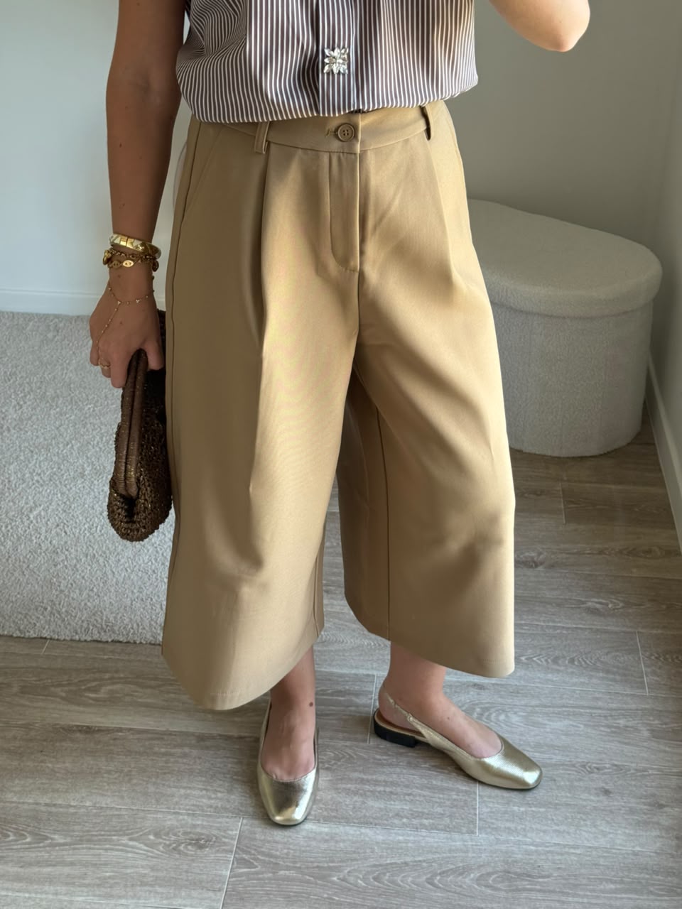 Pantalon culotte à pinces - Jaune