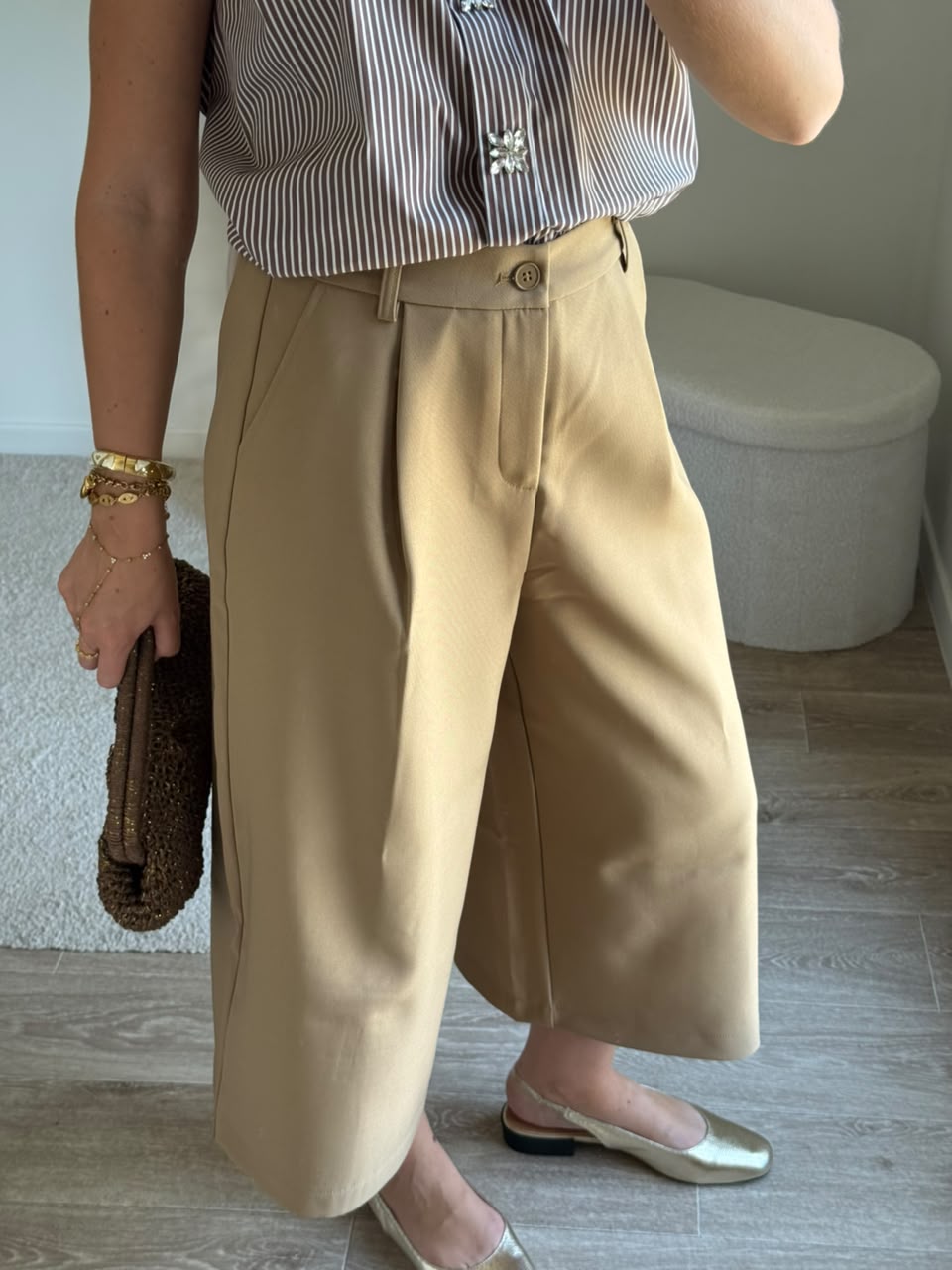 Pantalon culotte à pinces - Jaune